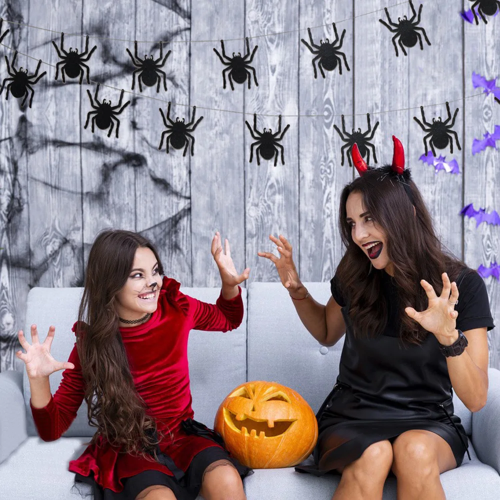 Pegatina de pared de araña negra de 12 piezas, pegatinas 3D de araña de Halloween, fiesta de fantasmas, pegatinas de pared Diy para telón de fondo, suministros de decoración de ventana