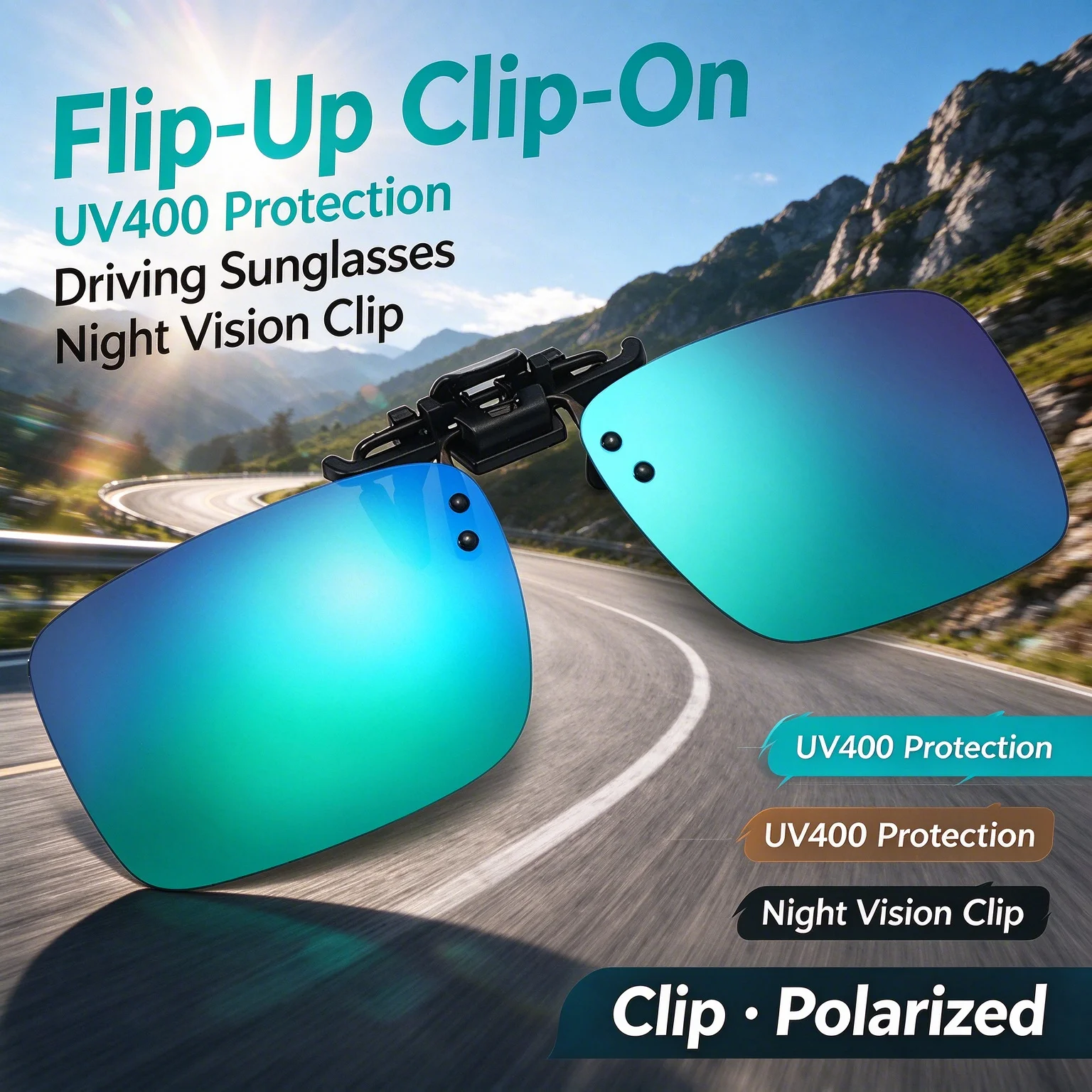 Clip On Sunglasses YOOSKE Sunglass UV400 for Men Women Delicate Flip Up Polarized Sun Glasses Outdoor Driving Camping Commute