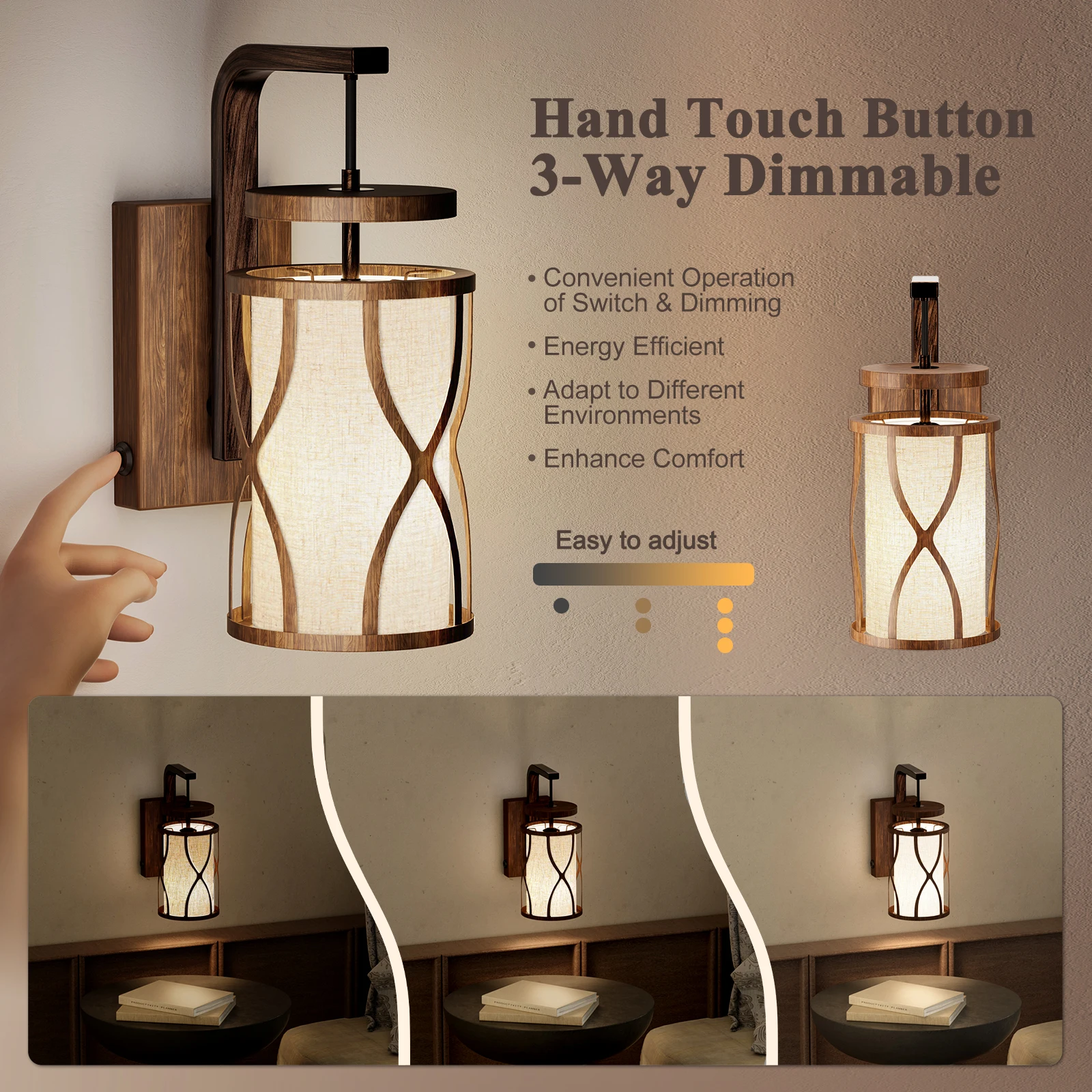 LED Reading Sconce Lamp Wall Mounted Vintage Industrial Wall Light Dimmable Wall Sconce Bedroom LED Lamp (Bulb Included)