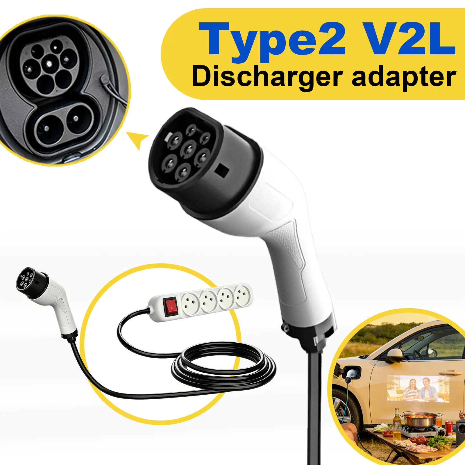Type2 V2L Discharge Adapter Is - Outdoor Power Outlet Extension recension och pris