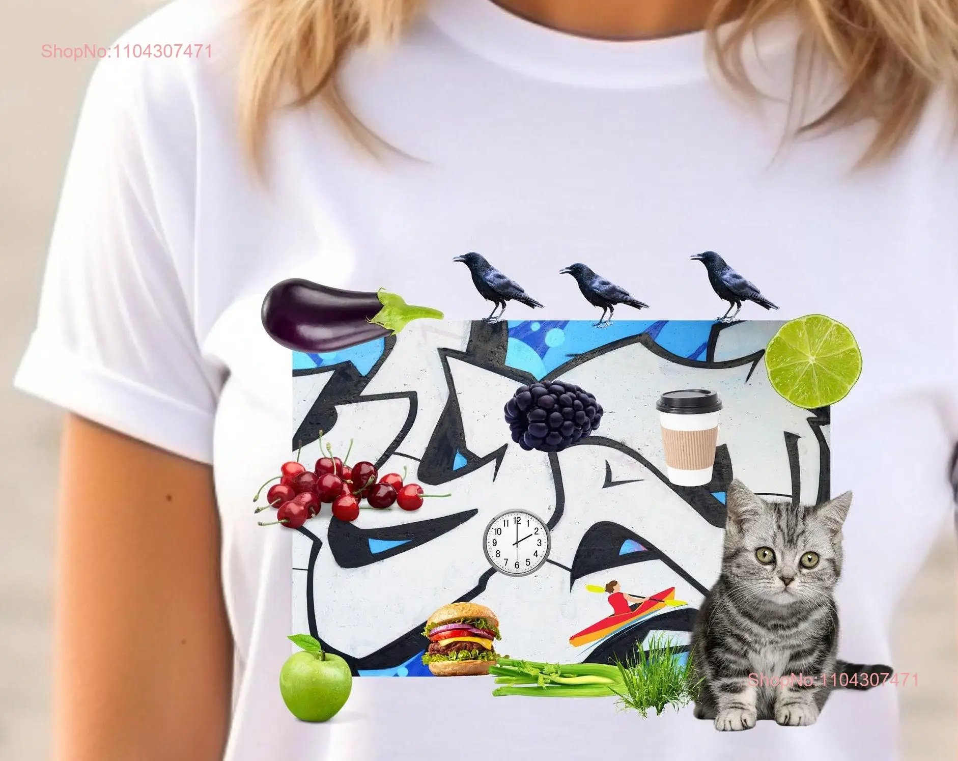 Maximalist Collage T Shirt Abstract Art with Graffiti Vibe Photos and s Quirky Exciting New Style Unique