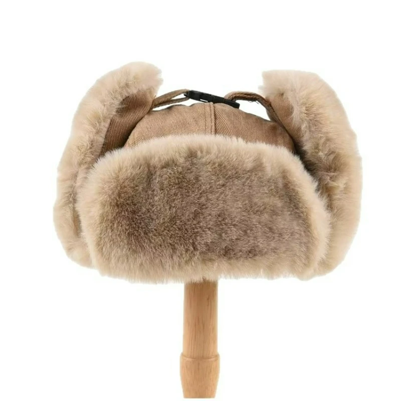 Gorro de algodón con cadena de moda para invierno, gorro grueso con solapa para las orejas a prueba de viento, gorro de felpa cálido para motorista Unisex, elegante y fresco