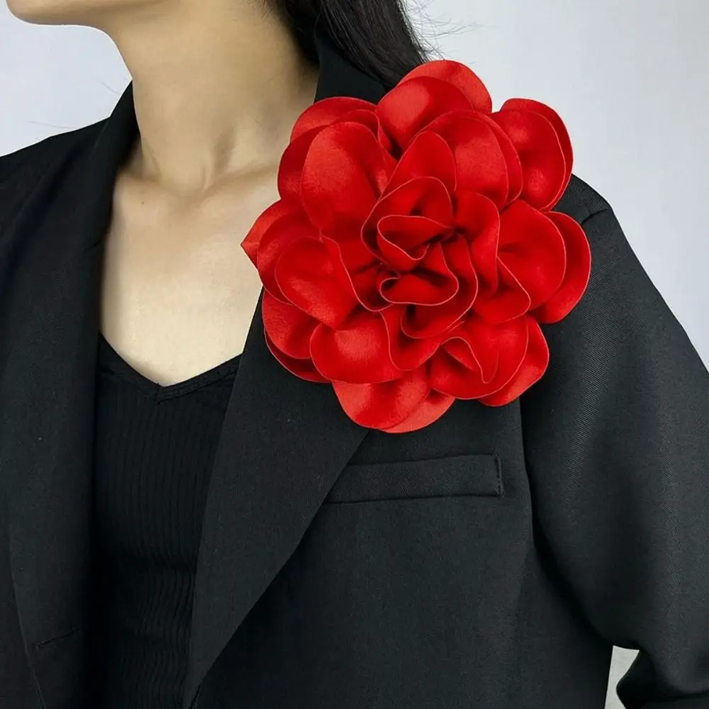 Handgefertigtes Kleidungsaccessoire, 19 cm, Brosche, große Blume, Satin-Abzeichen, französische Anstecknadel