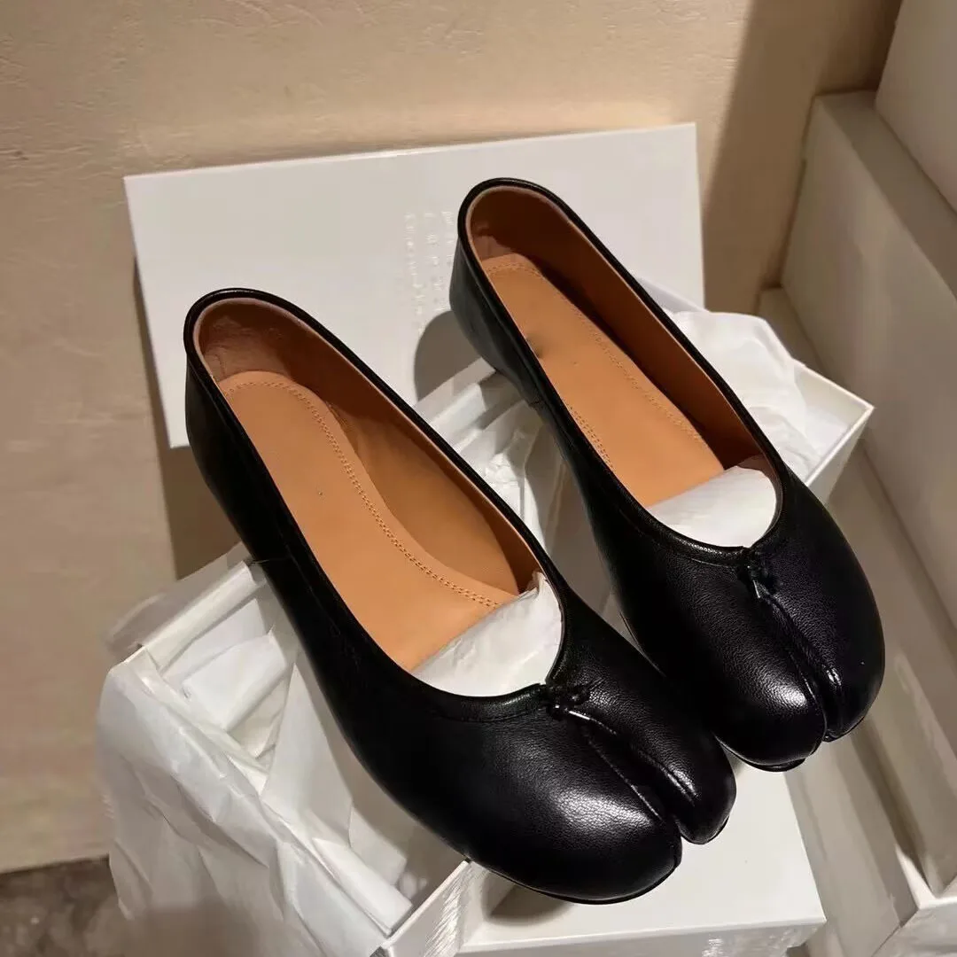 Echte Leder Tabi-Toe Ballerinas für Damen mit chinesischem Knoten, weiche Slip-On-Flachschuhe zum Gehen – Detail 33