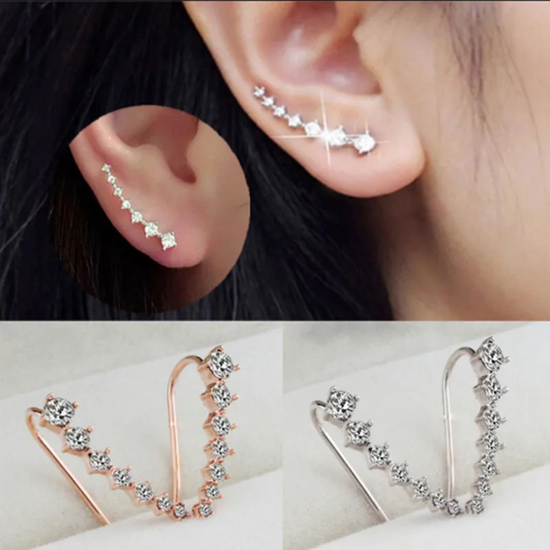 Pendientes de gato de cristal para mujer y niña, aretes de Orejas de conejo, pendientes de tuerca con personalidad de Metal de hoja, regalo de moda