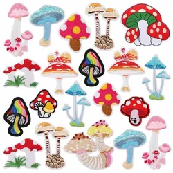 Embroidered Patch Iron On Patches for Clothing Mushroom Clothes Stickers Fabric Sewing Thermal Adhesive Applique Fusible Badgess