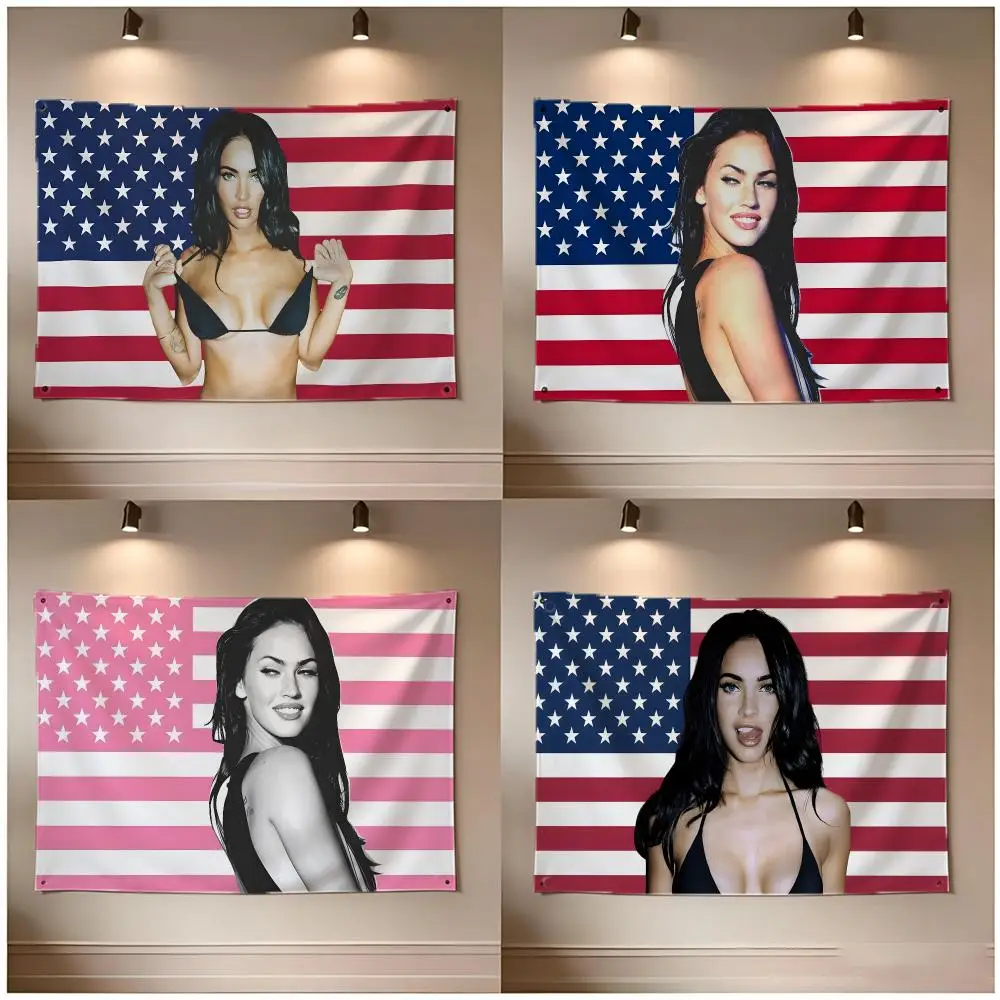 Actor Cinema Megan Fox Flags Borderless Four Ring Ornament Indoor Outdoor Decoration Quick Hang Install