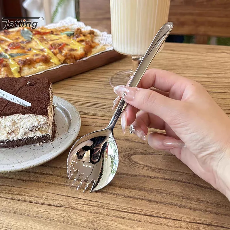 Stainless Steel Salad Spoon Creative Shovel Spoon Fork Pasta Coffee Fork Dessert Cake Fork Watermelon Fruit Spoon