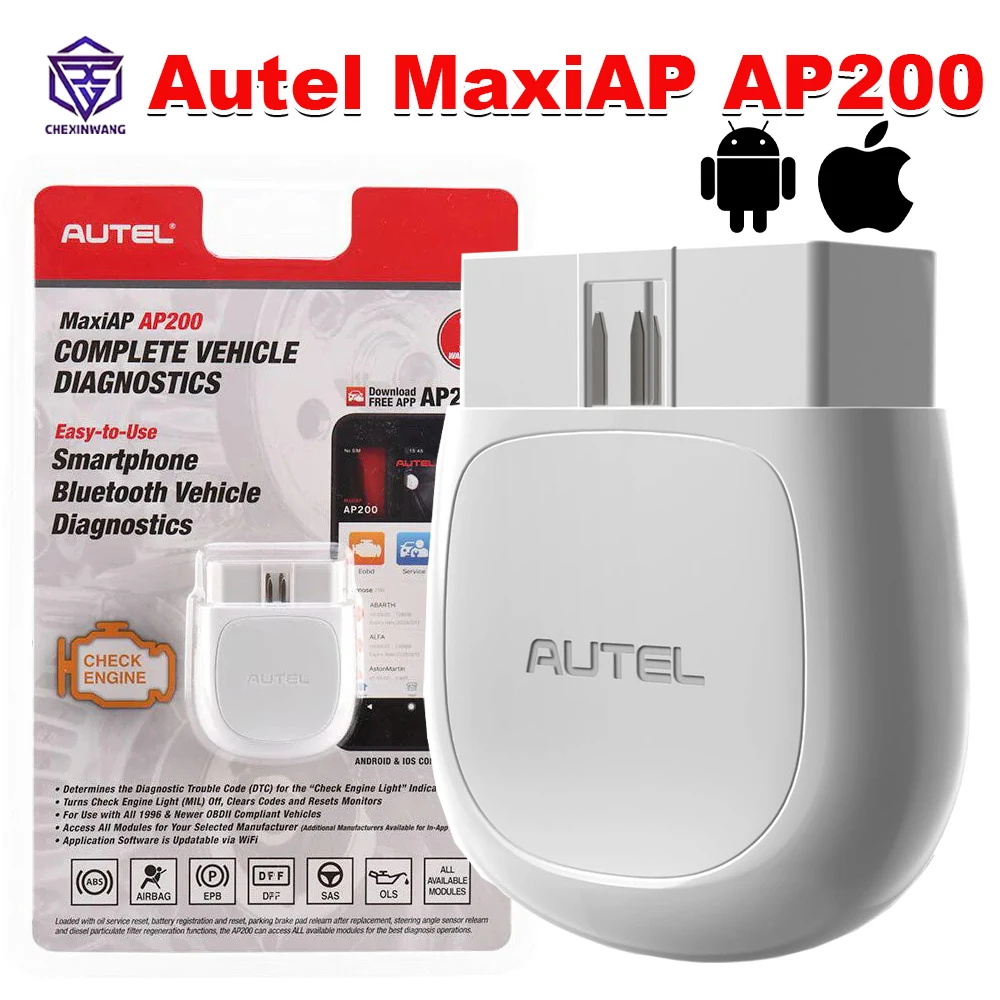 Autel MaxiAP AP200 Bluetooth OBD2 с полным сканированием системы VIN TPMS IMMO Сервисный диагностический инструмент для IOS Android