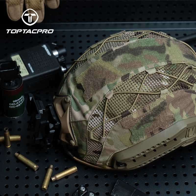 TOPTACPRO Tactical Helmet Cover For Fast Helmet 500D Nylon Camo Headwear Hoop&Look 8801