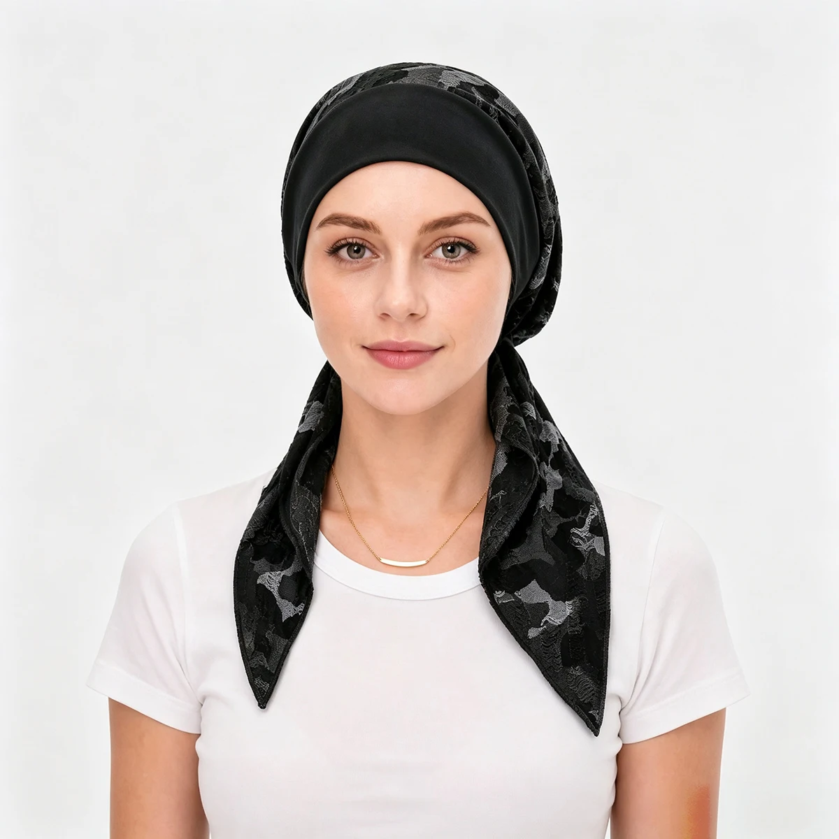 Soft Strech Women Hijabs Muslim Printed Turban Pre-Tied Hat Long Tail Bonnet Chemo Cap Hair Loss Head Scarf Wrap Beanies