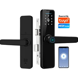 K7 Pro+ Biometric Fingerprint Password Card Door Lock Black Smart Lock Tuya App BlE Remote Unlocking Keyless Lock Electronic