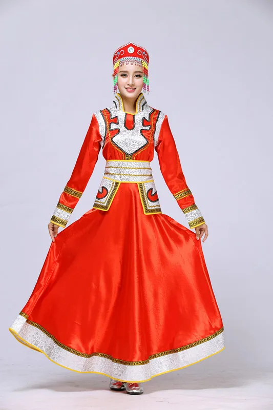 Mongolian Dance Performance Dress Female Inner Mongolia Grassland Ethnic Square Dance Performance Dress Long Skirt