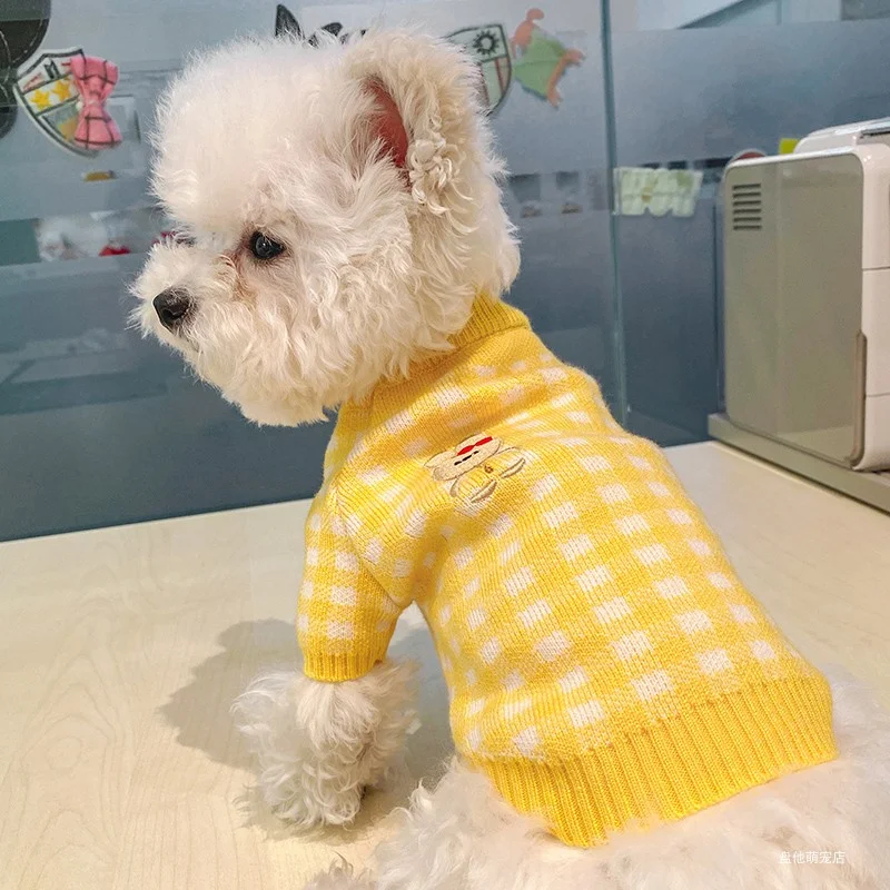 1PC Pet Clothes Cat Autumn/Winter Thickened Pullover Sugar Rabbit Sweater Yellow Suitable for Small and Medium Dogs