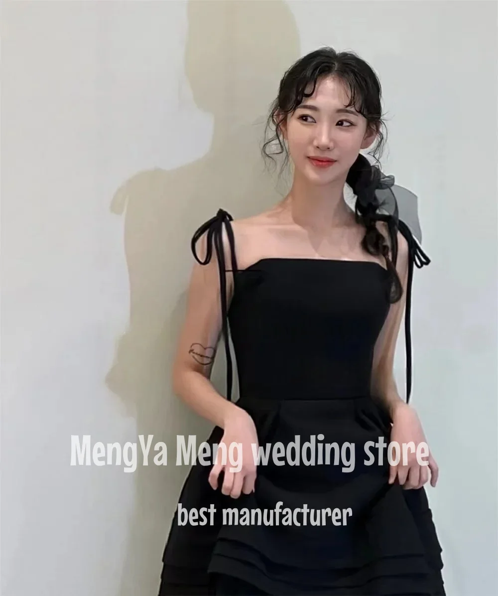 ZHUISHU 2025 NEW Vintage Black Korea Evening Dresses Spaghetti Straps Customized Tiered Bridal Reception Dress Vestidos De Novia