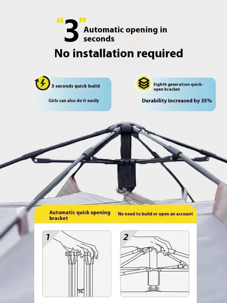 Mountainhiker Outdoor With Windows Tent Fully Automatic Quick Opening Tent 3-4 Person Self Driving Camping Tent Rain Proof Sun