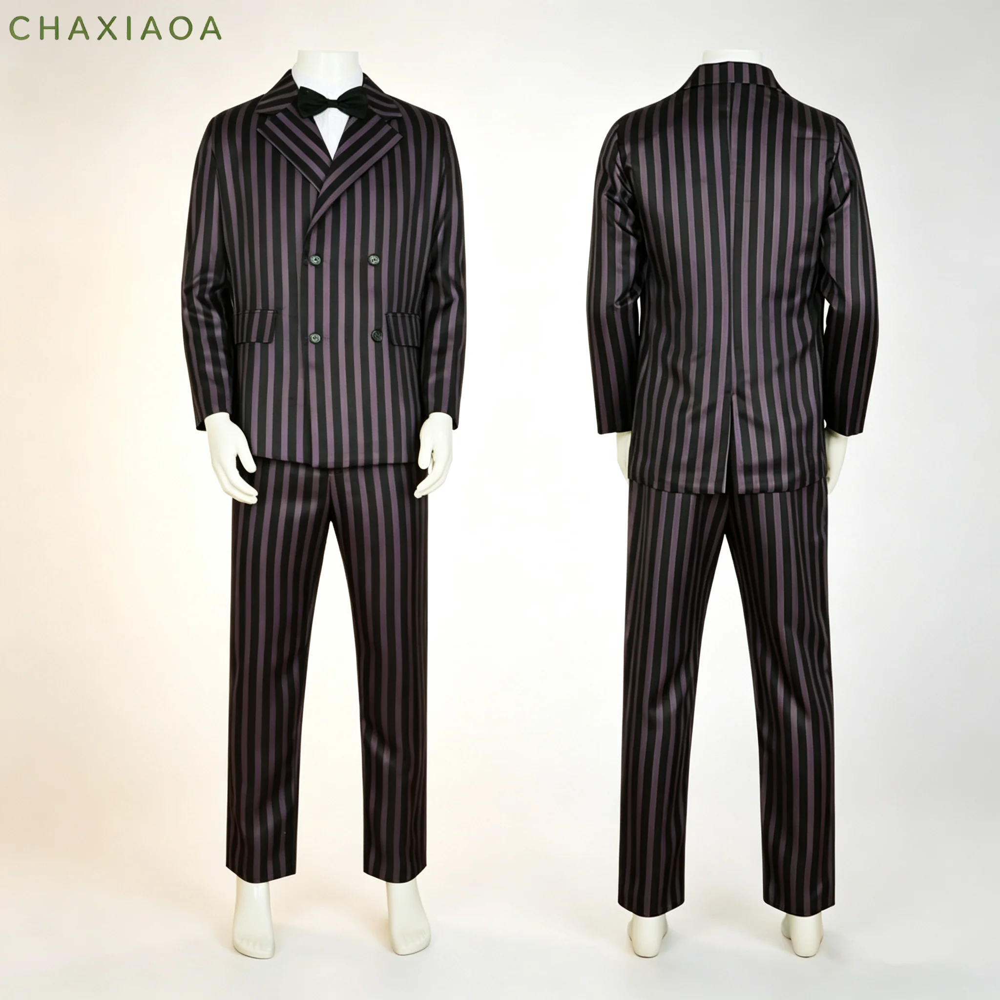 2026 Nuevo Traje de Cosplay de Gomez Addams de la Película, Pelucas Negras de Anime, Uniforme Familiar para Bailes de Gala, Traje de Carnaval de Halloween para Hombre