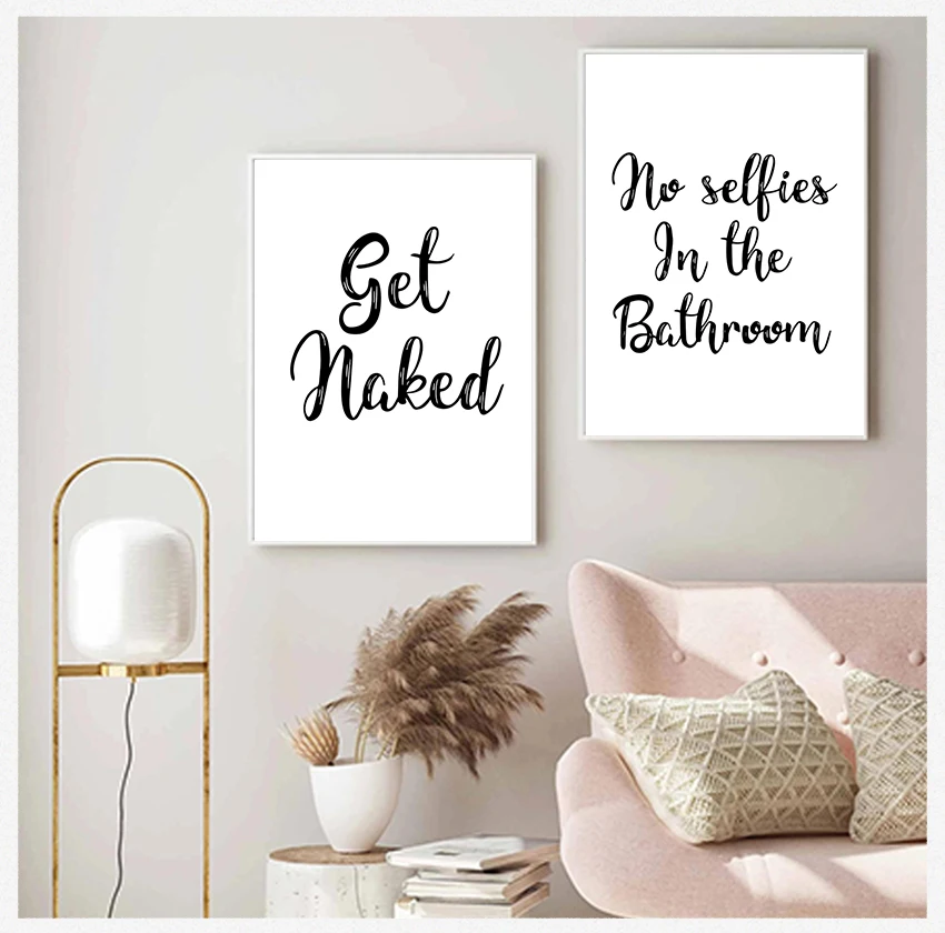 Nordic Black White Poster Prints Toilet Humour Pictures Bathroom Home Decor Wall Art Canvas Painting Funny Bathroom Rules Sign