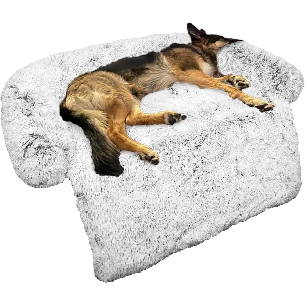 

Calming Dog Bed with Removable Washable Cover for Large, Medium, Small Dogs and Cats - Light Grey