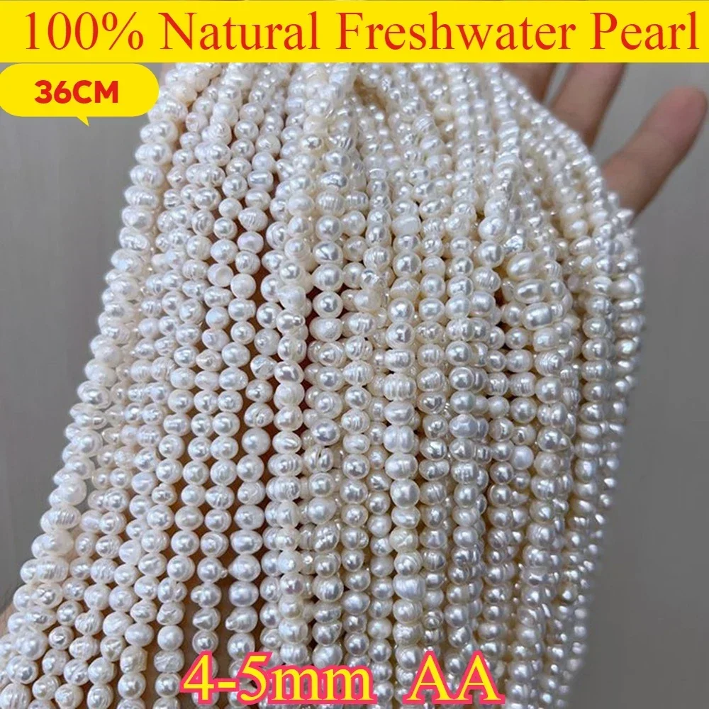 

4-5mm AA High Quality Natural Freshwater Pearl Punch Loose White Purple Bead for DIY Elegant Necklace Bracelet Jewelry Making