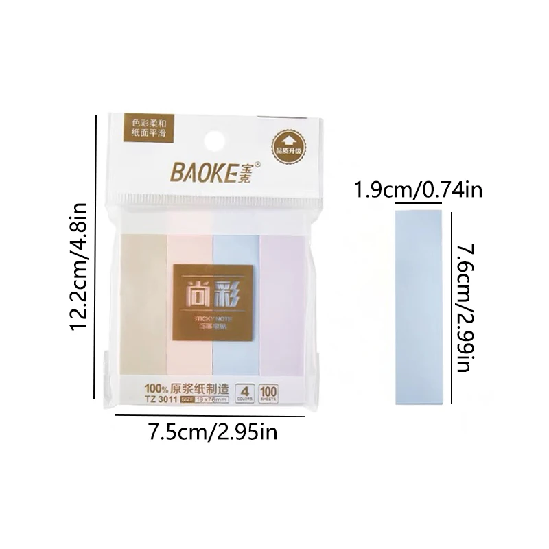 400 Sheets Macaron Color Sticky Notes Paster Sticker Index Flags Key Points Label Bookmark School Office Supplies Stationery