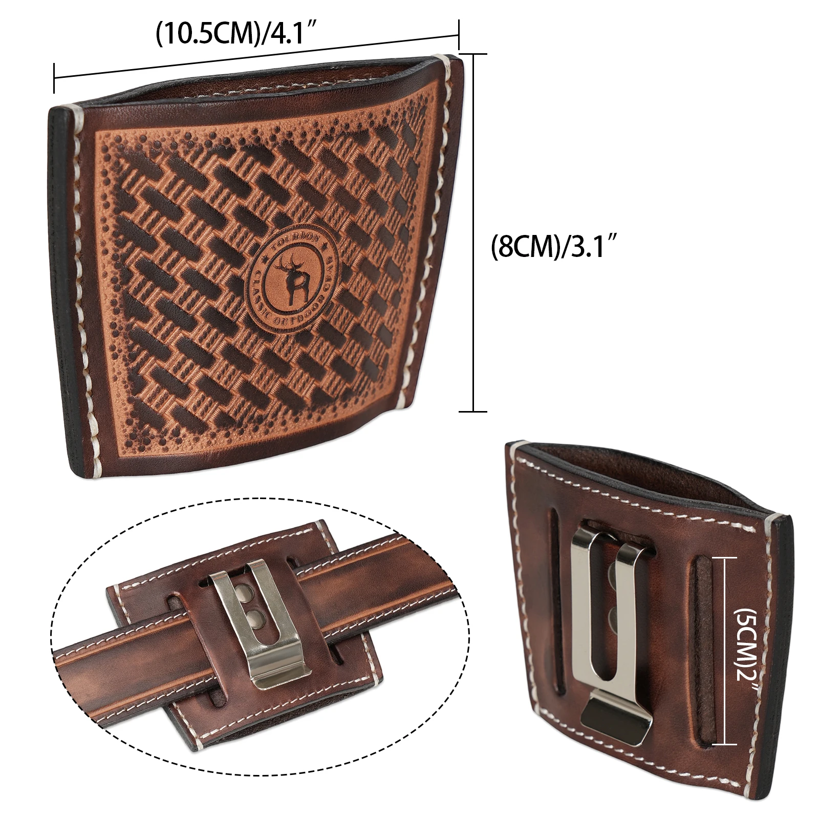 Tourbon Shooting Leather IWB/OWB Side Belt Handgun Holster Pistol Holder Clip on Belt Hunting Accessories Brown