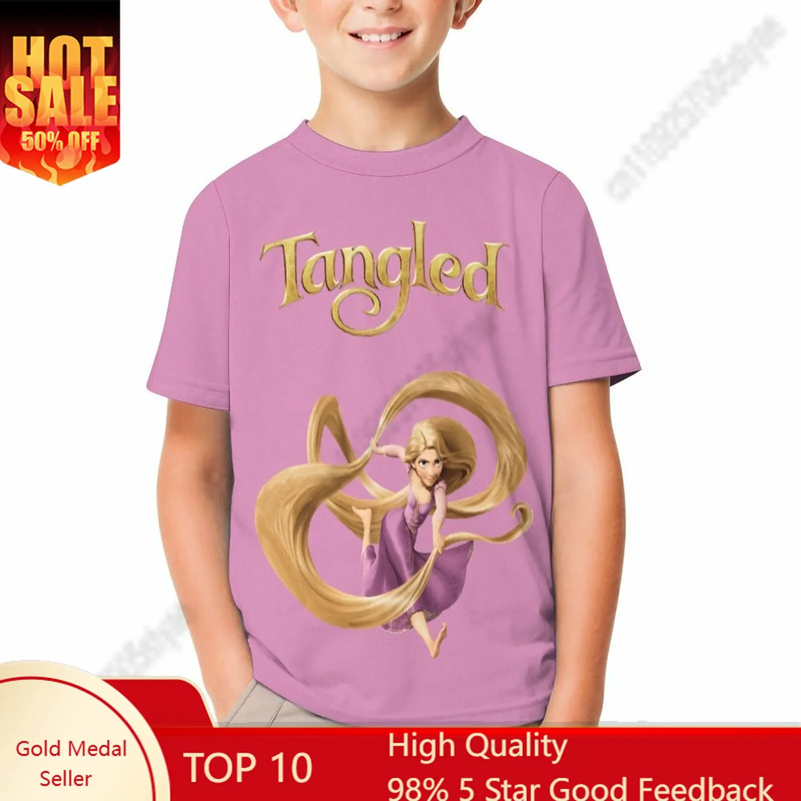 

Tangled T Shirt Boy Girl Short Sleeve Print Fashionable Cute Casual Cotton TShirt Comfortable Crew Neck Children Child Tee