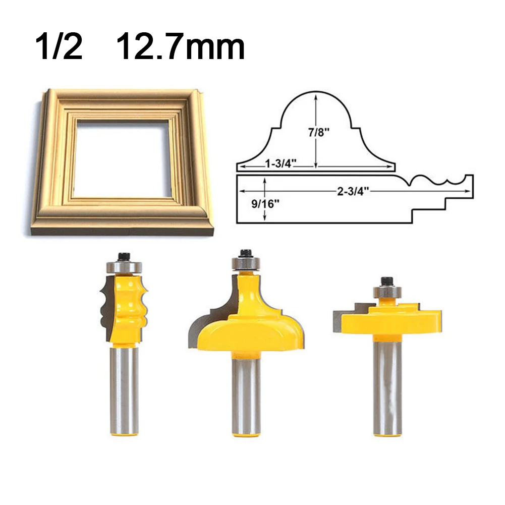 3pcs Woodworking Milling Cutter Line Cutter Panel Cutter Photo Frame Line Cutter Router Bits Workshop Equipment Power Tools