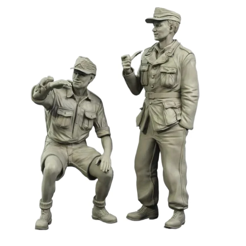 1/35 Scale Die Casting Resin Figure Model Kits Military North African Front Soldiers Rest 2 Figures Unassambled and Unpainted