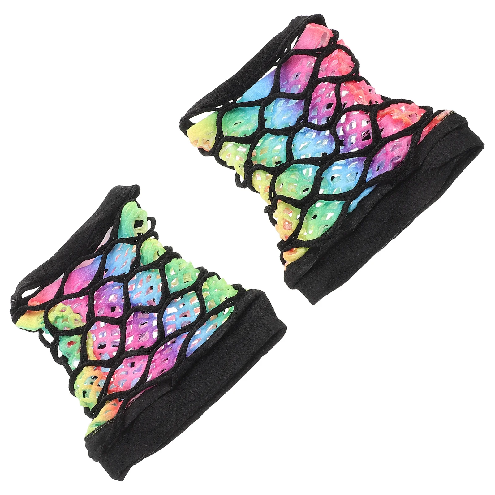 1Pair Colorful Double Layer Fishnet Fingerless Gloves Durable Comfortable Party Wedding Punk Accessory