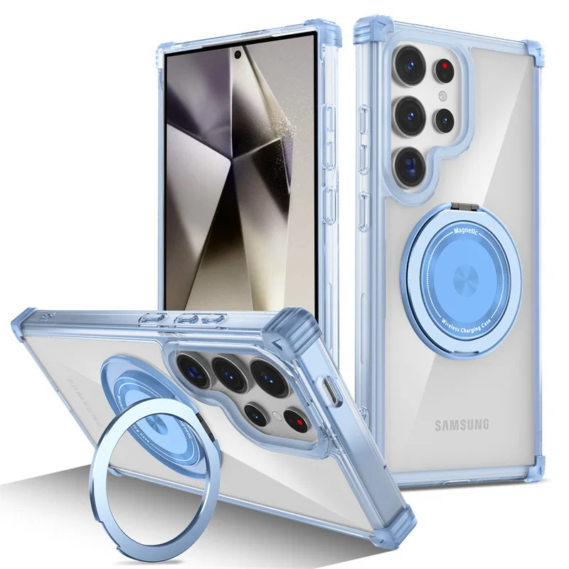 360 ° Rotatable Magnetic Bracket Case For Samsung S24/23/22 Ultra/Plus 3H Hardness Scratch Resistant Phone Protective Case