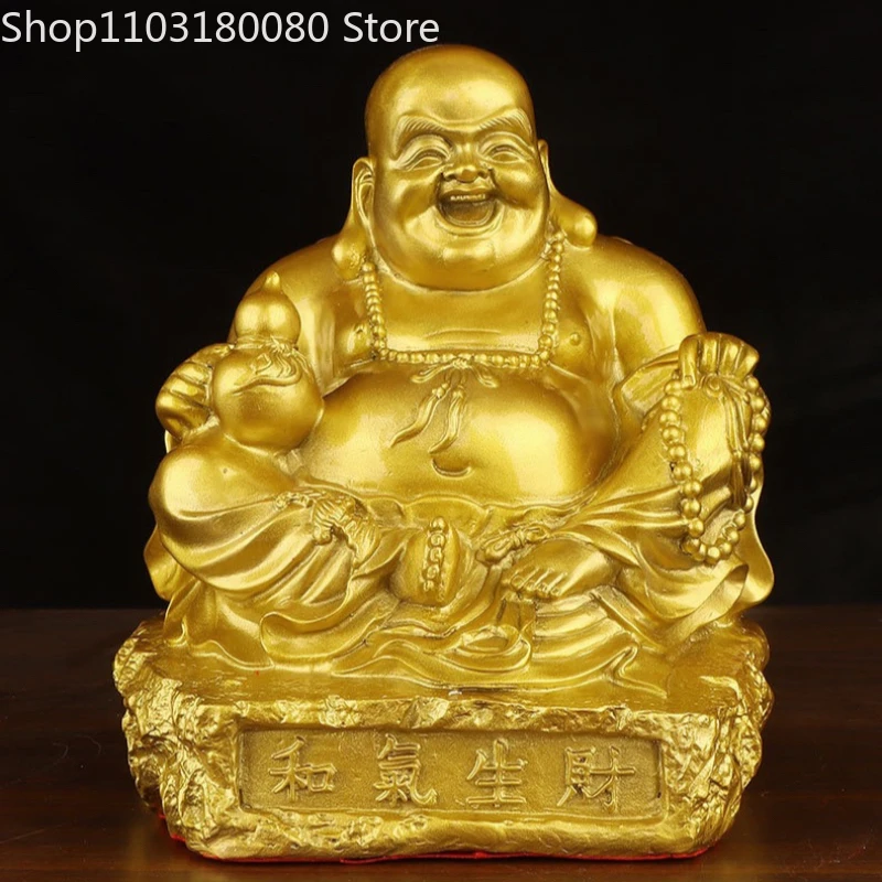 Copper brass Harmony brings wealth Maitreya Buddha statue Lucky sculpture,25cm,19cm