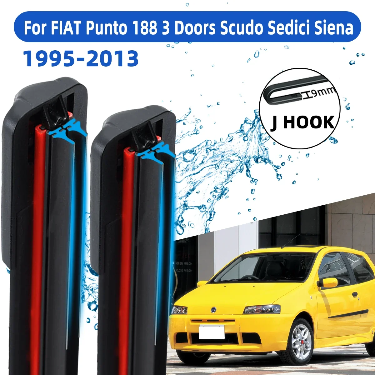 

Front Wiper Accessorie Double Rubber Car Wipers for FIAT Punto 188 3 Doors Scudo Sedici Siena 1995-2013 Brushes New Upgraded