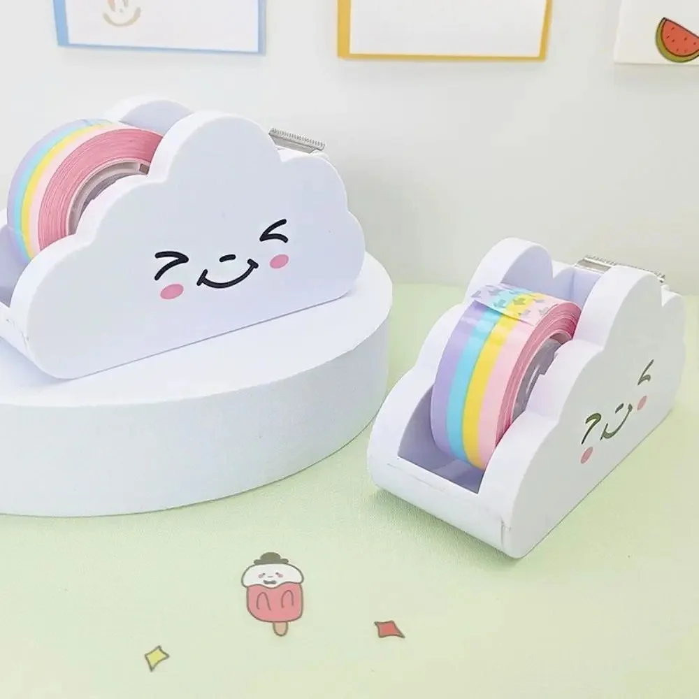 Cloud Shaped Tape Dispenser Rainbow Color Packing Tape Cutter Stationery Adhesive Machine Supplies Desktop Tape Holder Students