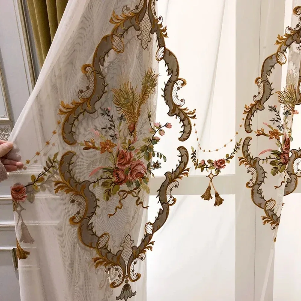 Embroidered high shading Dining High End Villa Luxury Custom Thermal Insulated Drapes Velvet Curtains for Living Room Bedroom