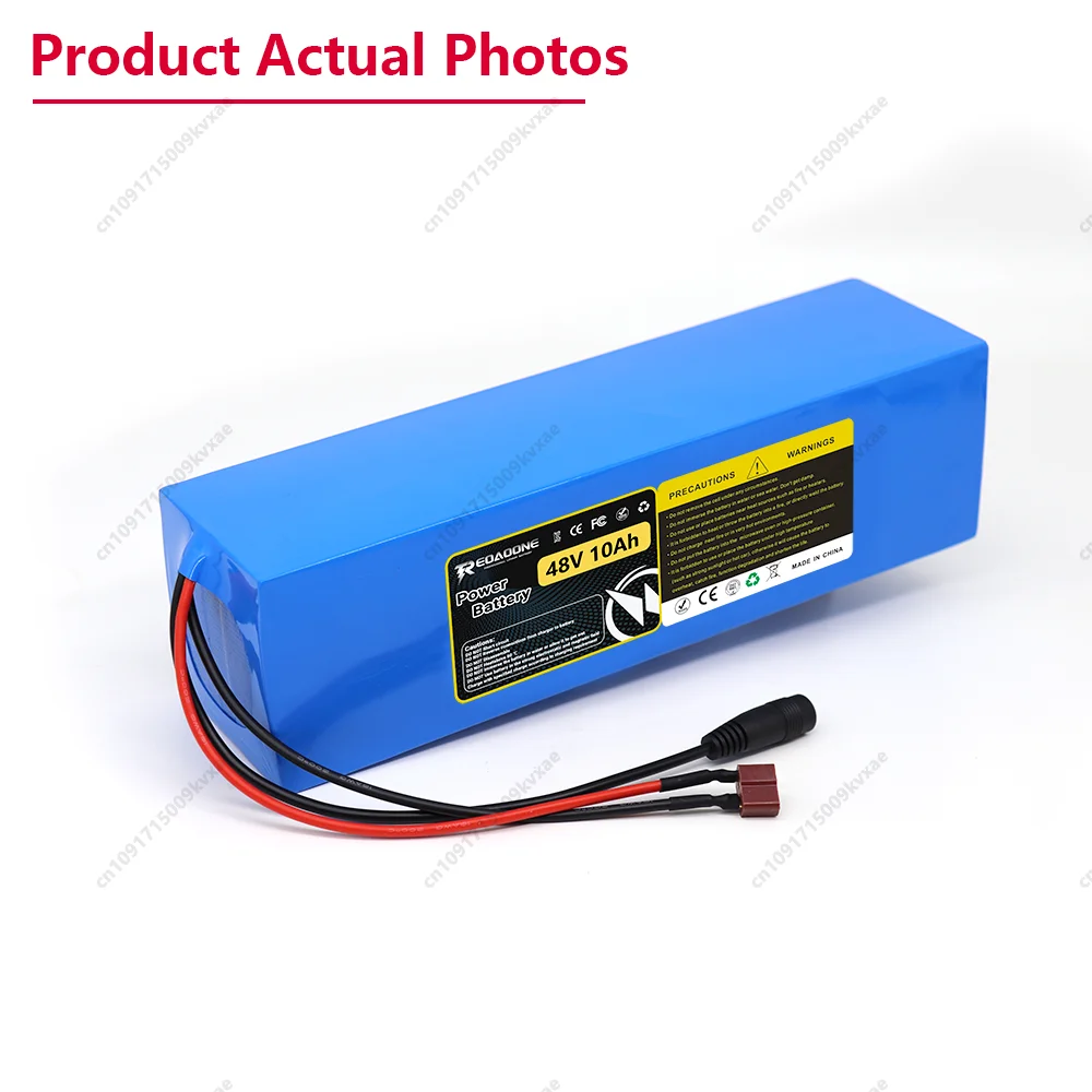Reoaoone 48V 10Ah 13S4P Battery Pack High Power Li-ion Cell for 250W 500W 750W Electric Bike Motor Scooter Kit BMS Protection