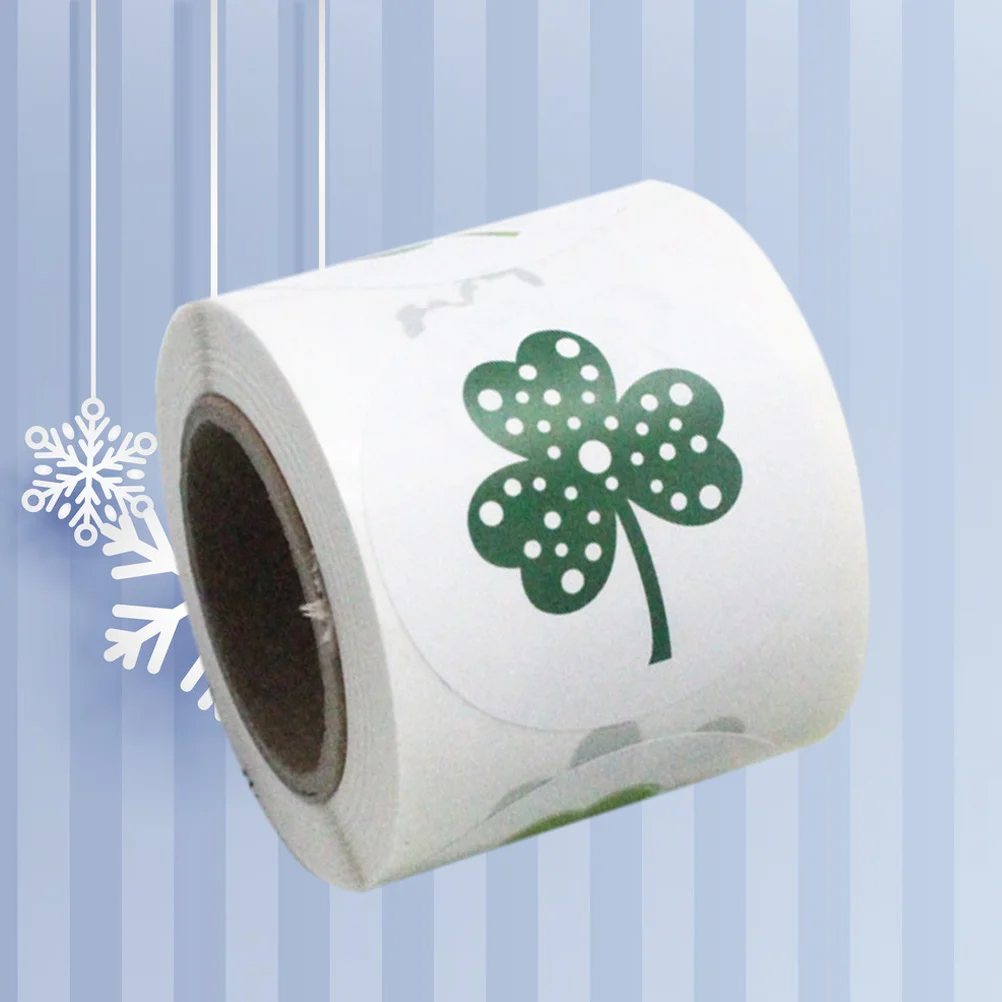 500pcs in 1 Roll Shamrock Self-Adhesive Sealing Stickers Creative St Patricks Day Label Decals Home DIY Decorative Supplies