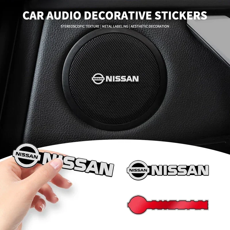 2/4pcs Car Accessories Auto Audio Aluminum Speaker Stereo Stickers For Nissan Qashqai Tiida j10 j11 2019 Styling Accessories