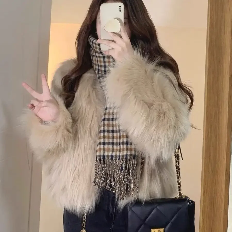 Women\'s Korean Winter New Fox Fur Grass Coat Fashionable and Elegant Young Style Sweet Cute Imitation Mink Plush F374