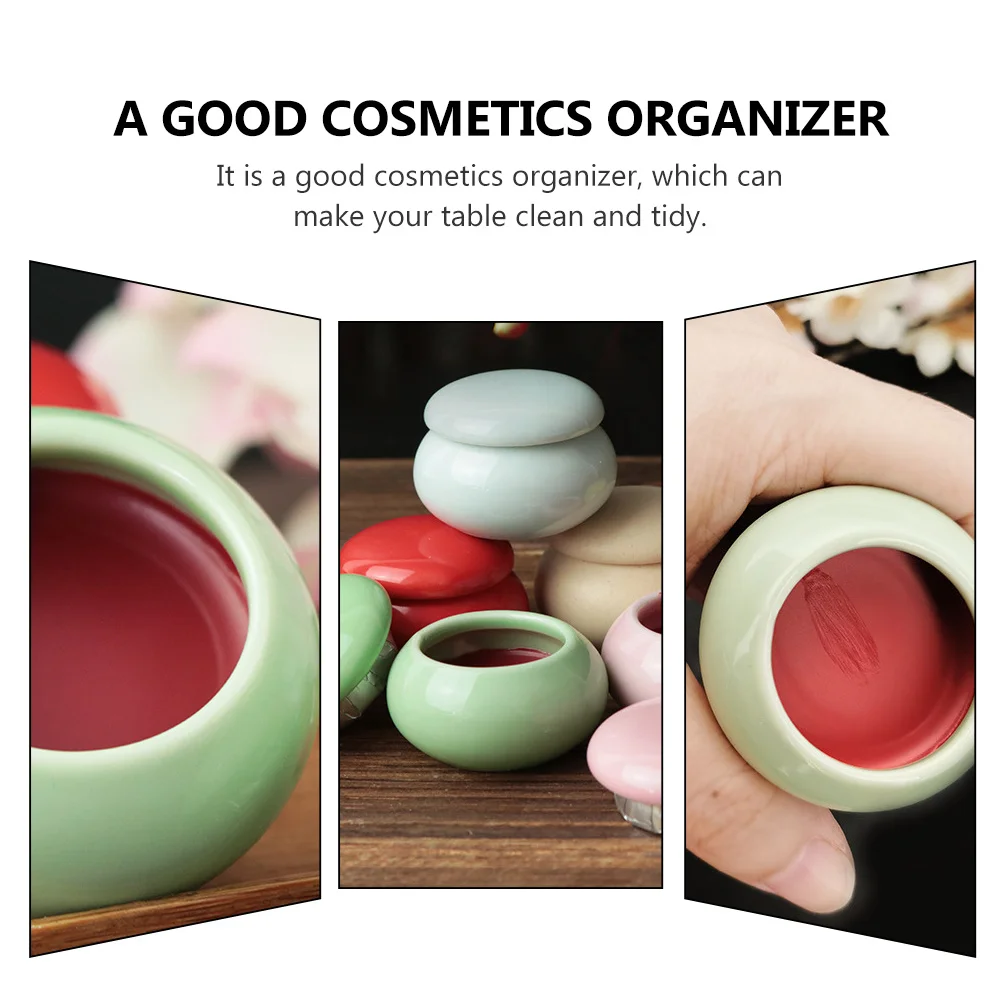 

3Pcs Durable Ceramic Cosmetics Jars Small Rouge Containers Portable Makeup Organizer Box Cosmetics Jar Lip Balm Jar