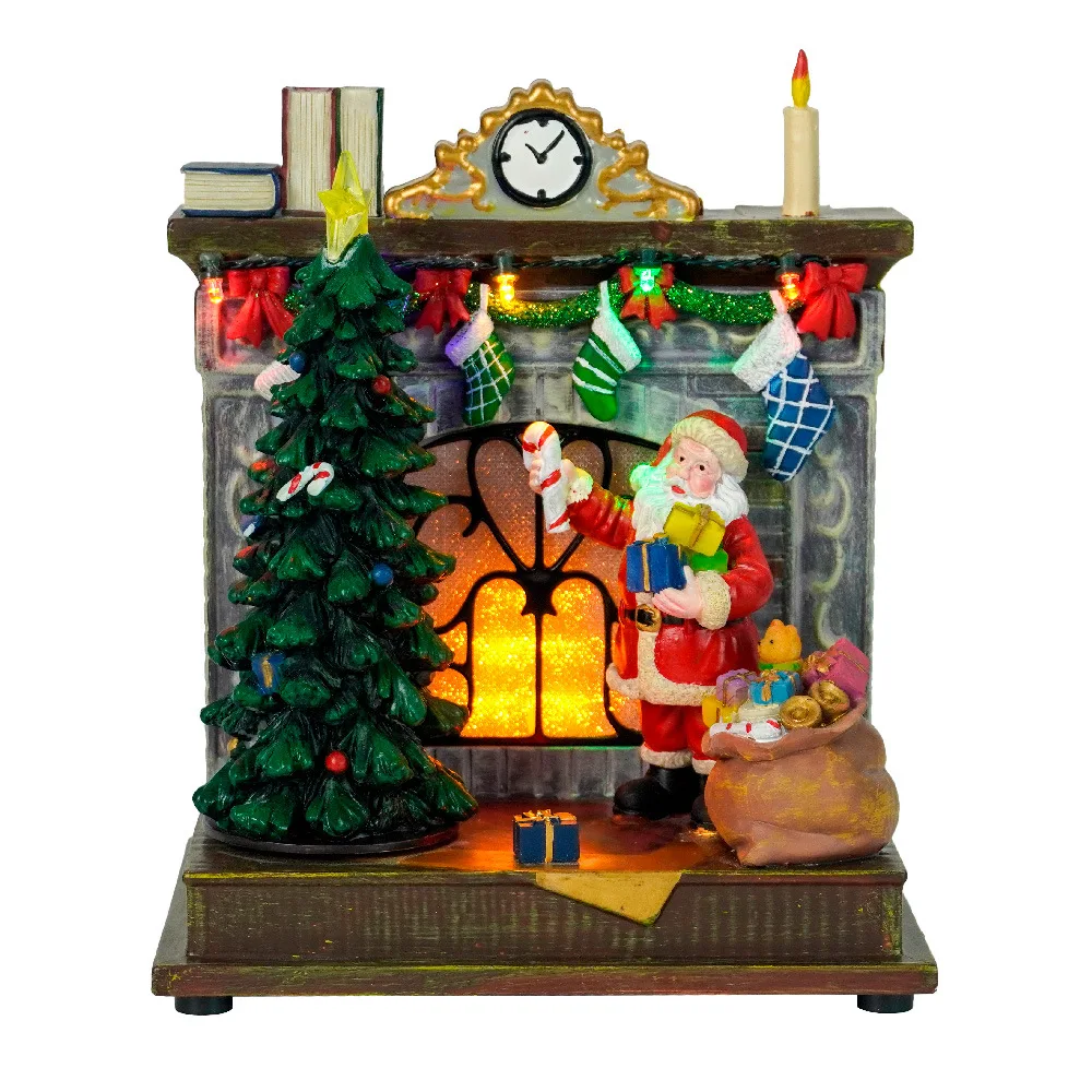 

Christmas creative ornaments fireplace music house Christmas decoration gifts children's gifts