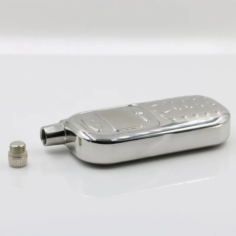 3oz phone-design 304 food grade SS Flagon Whiskey Vodka Wine Pot Hip Flask Set Alcohol Drinking pocket Bottle outdoor camping