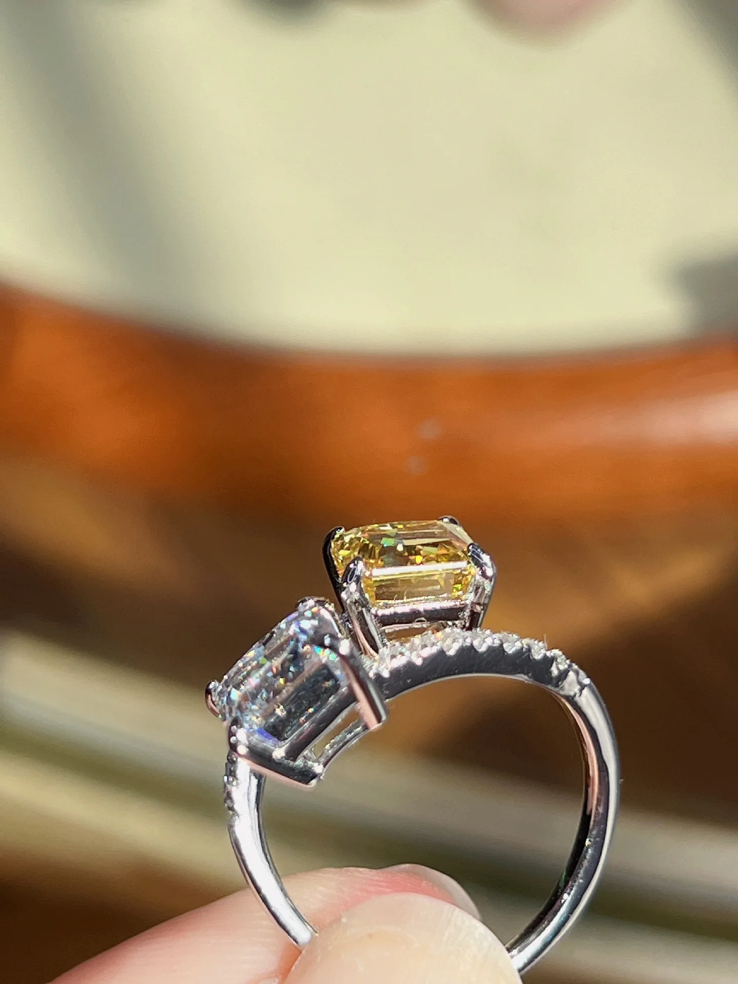 S925 Silver Exploding Women's Jewelry Ring High Carbon Diamond 7 * 7 Open Ring Women's Fashion Simple