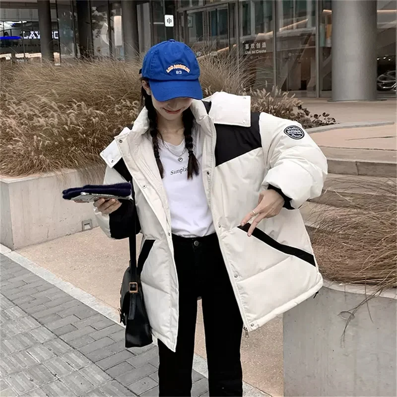 Down Padded Jacket Women's 2022 Winter New Korean Version Loose Padded Jacket Padded Jacket Oversize Bread Jacket Short Jacket C