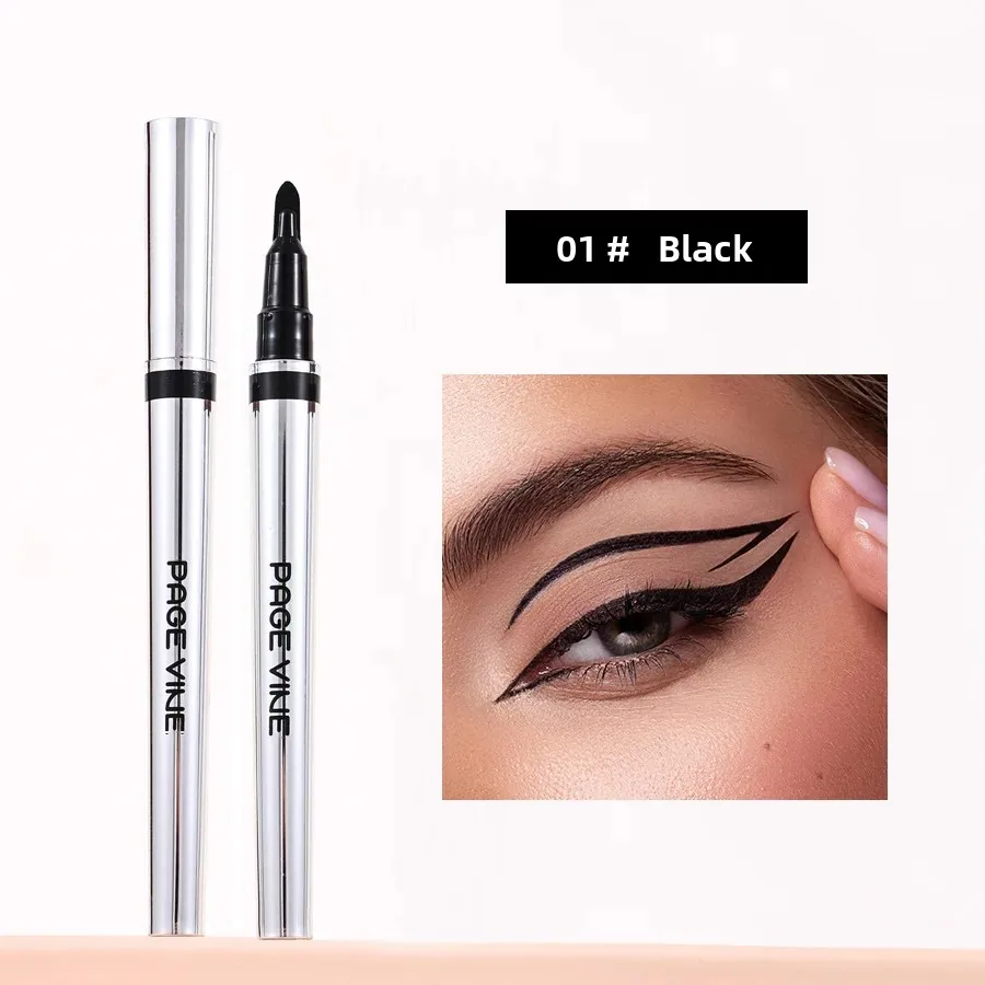 Waterproof Liquid Eyeliner Pencil Smudge Proof Quick Dry Long Lasting High Pigmented Eye Makeup Smooth Sponge Applicator