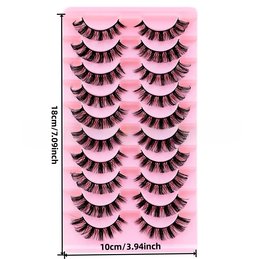 10 Pairs Russian Style False Eyelashes Dd Curled Fluffy Slender Mix Voluminous Dramatic Eyes Makeup Accessory
