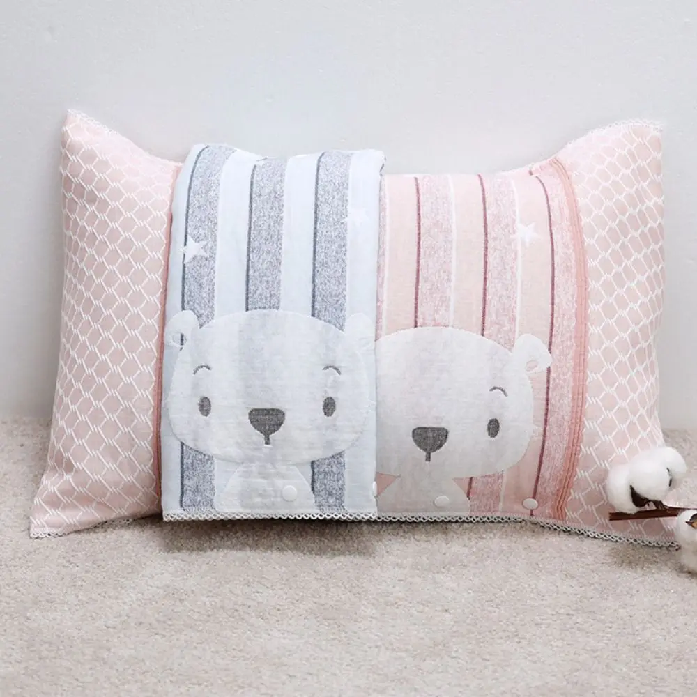 40x58cm Little Bear Kids Pillow Cover Rectangular Cute Three-layer Gauze Pillow Case Soft Comfortable Pillow Shell Sofa