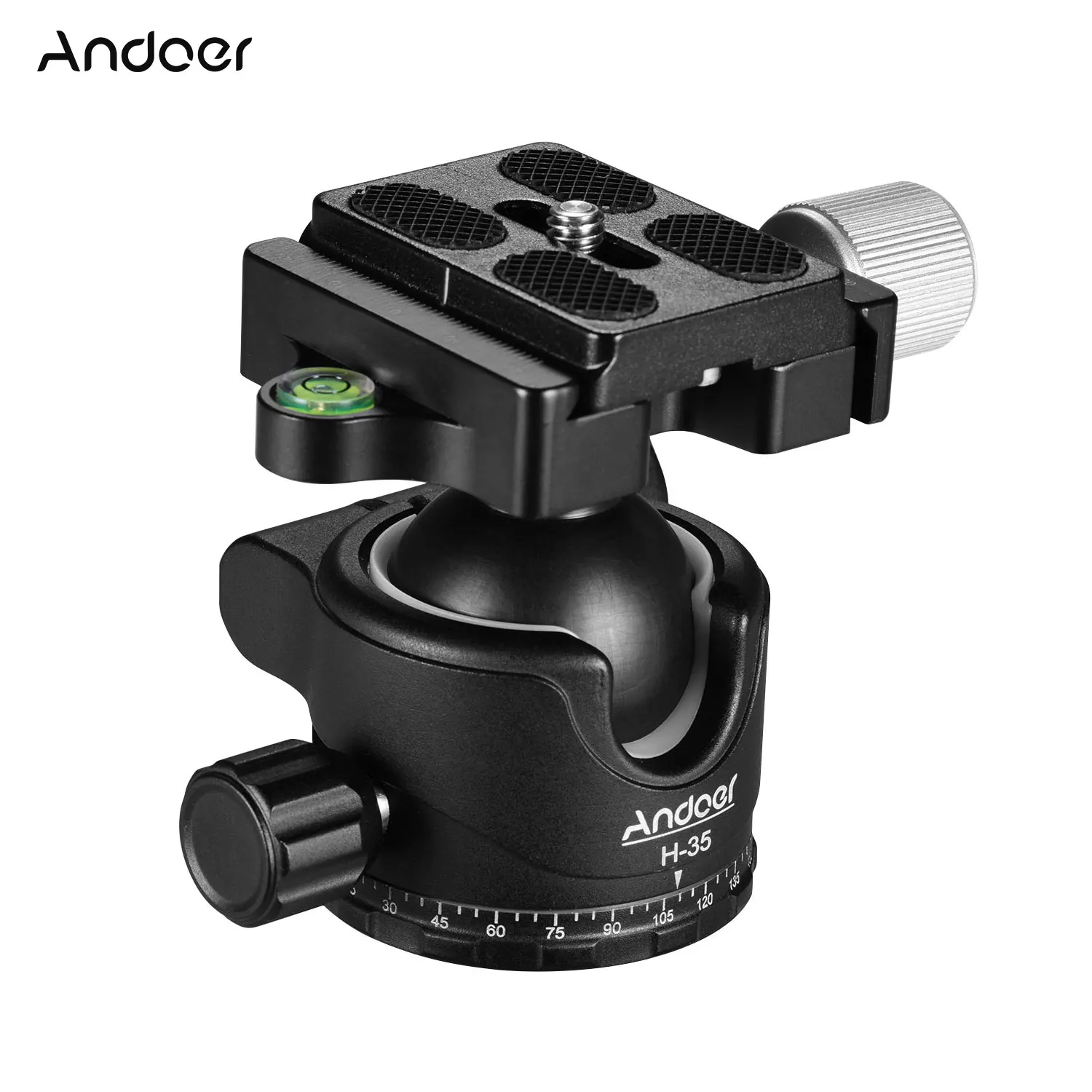 Andoer H-35 Tripod Ball Head Panorama Ballhead Mount Adapter U-Groove Low Gravity Center Design Max. 15kg/33lbs Load Capacity