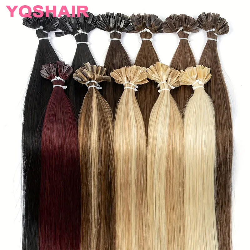 

Наращивание волос методом U-образного прикрепления, 100% натуральные человеческие волосы, прямые, 14-26 дюймов, на лентах, для женщин.