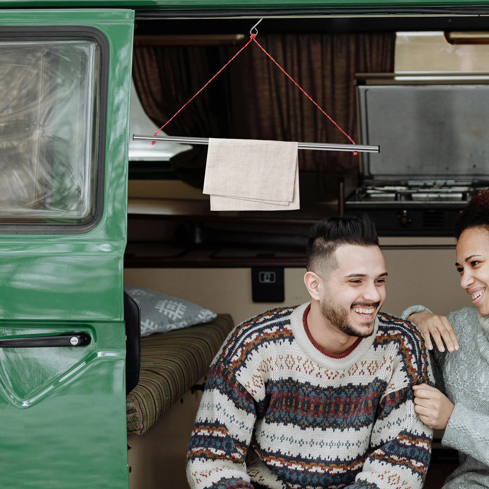 

2 pcs Folding Clothes Hanger Aluminum Alloy Lightweight Adjustable Width Camping Travel Home Drying Rack Storage